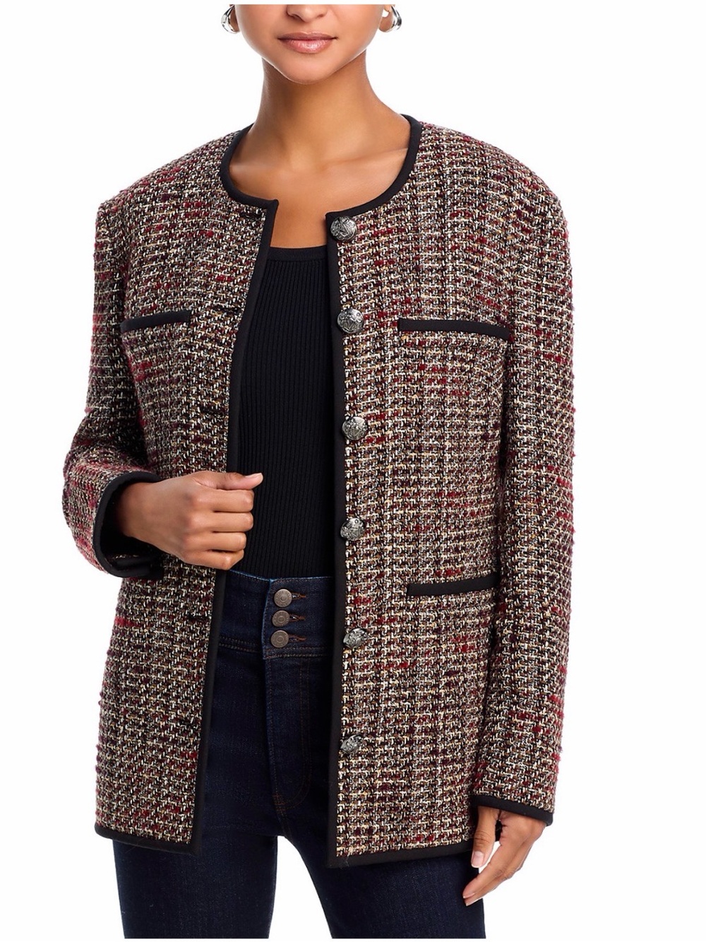 NWT Veronica Beard Watkins Dickey Tweed Collarless Jacket, size 6